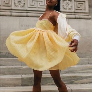 NWT Selkie - Buttercream Gingham Rosebud Dress - Size Medium